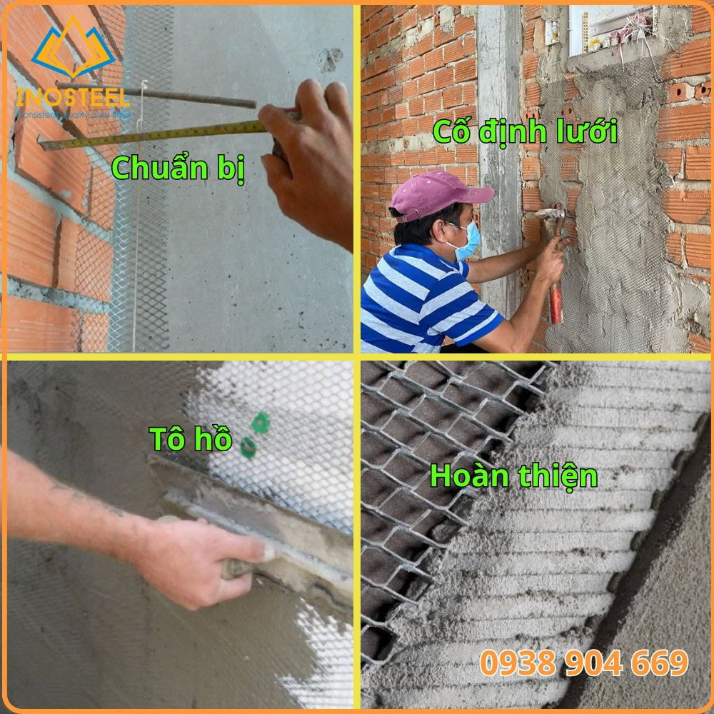 Lưới mắt cáo tô tường chống nứt 15 Thi công lưới mắt cáo tô tường