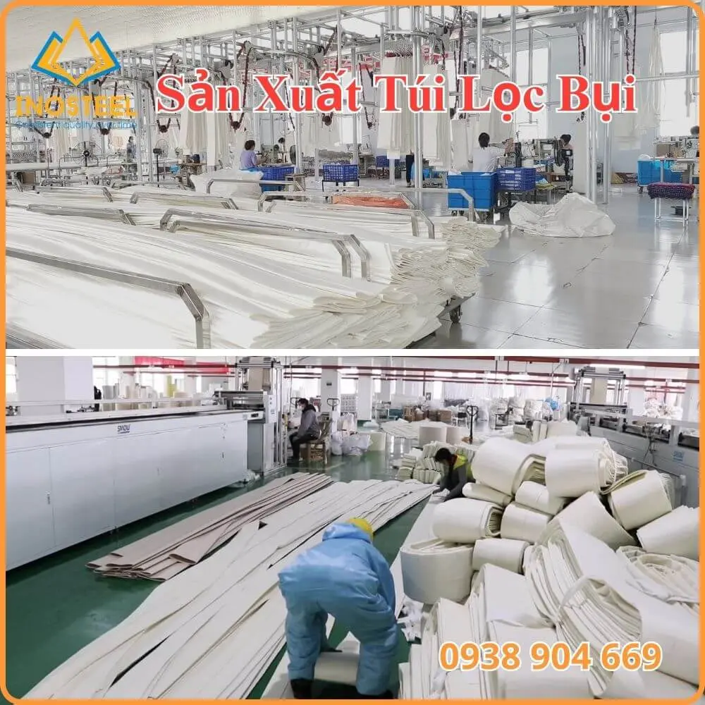 Sản xuất vải lọc bụi pe500 thành túi