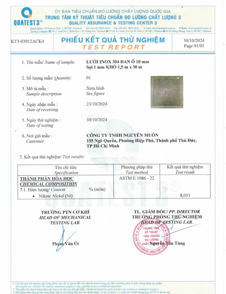 Phiếu Test QUATEST 3